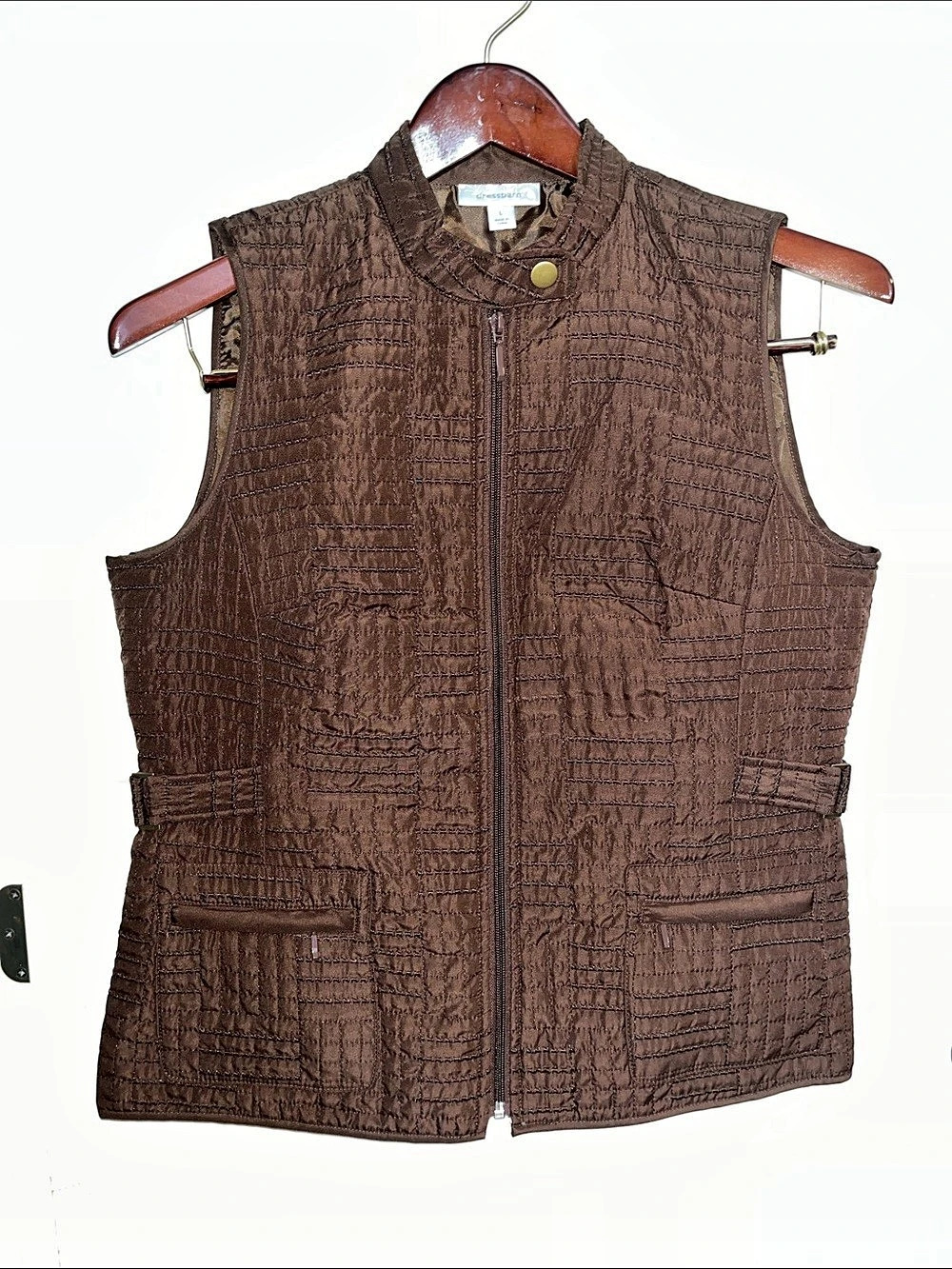 Dressbarn Quilted Brown Vest
